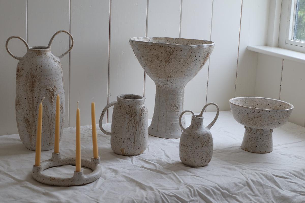 big ikebana vase on feet