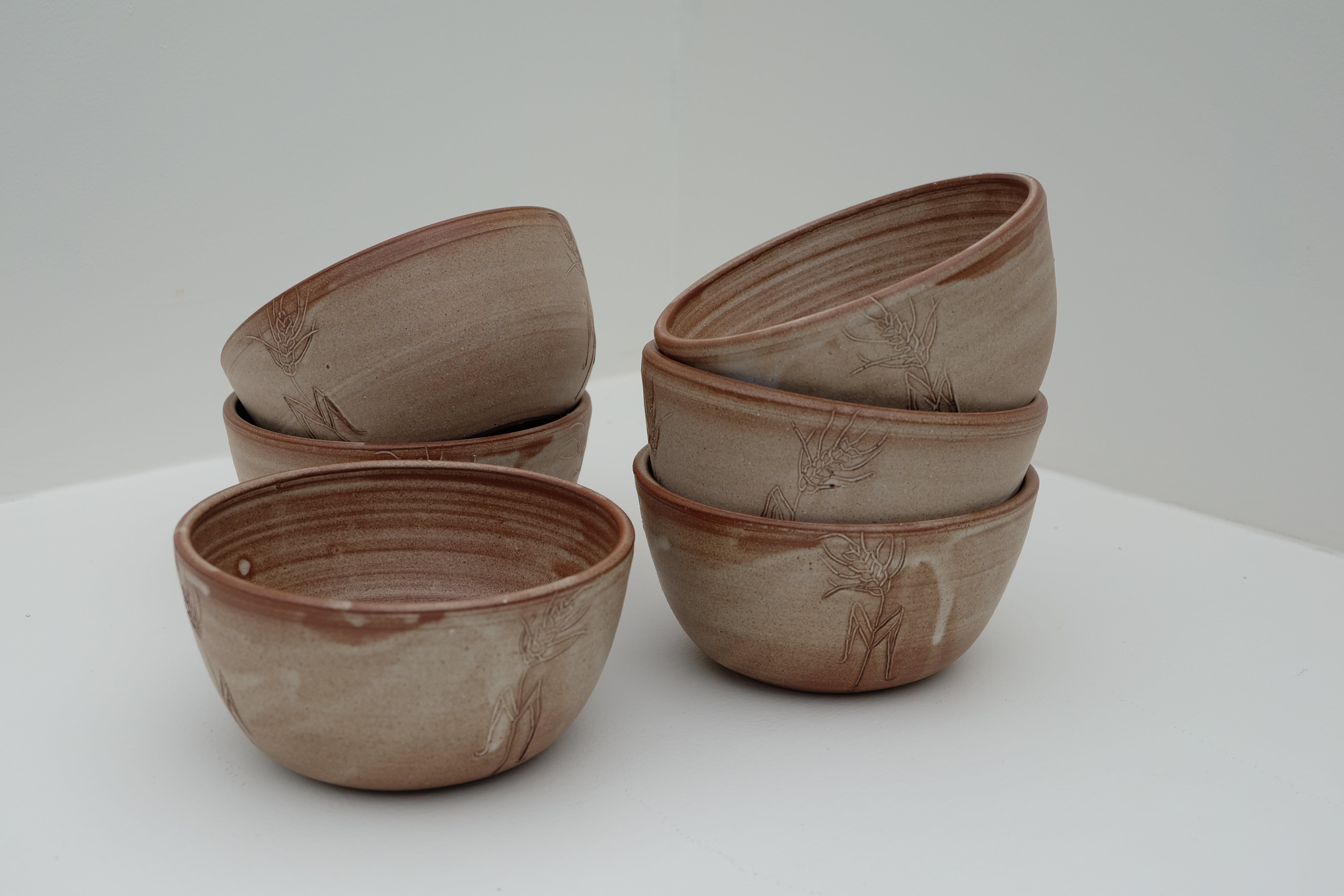 bowl with carved wheat detail