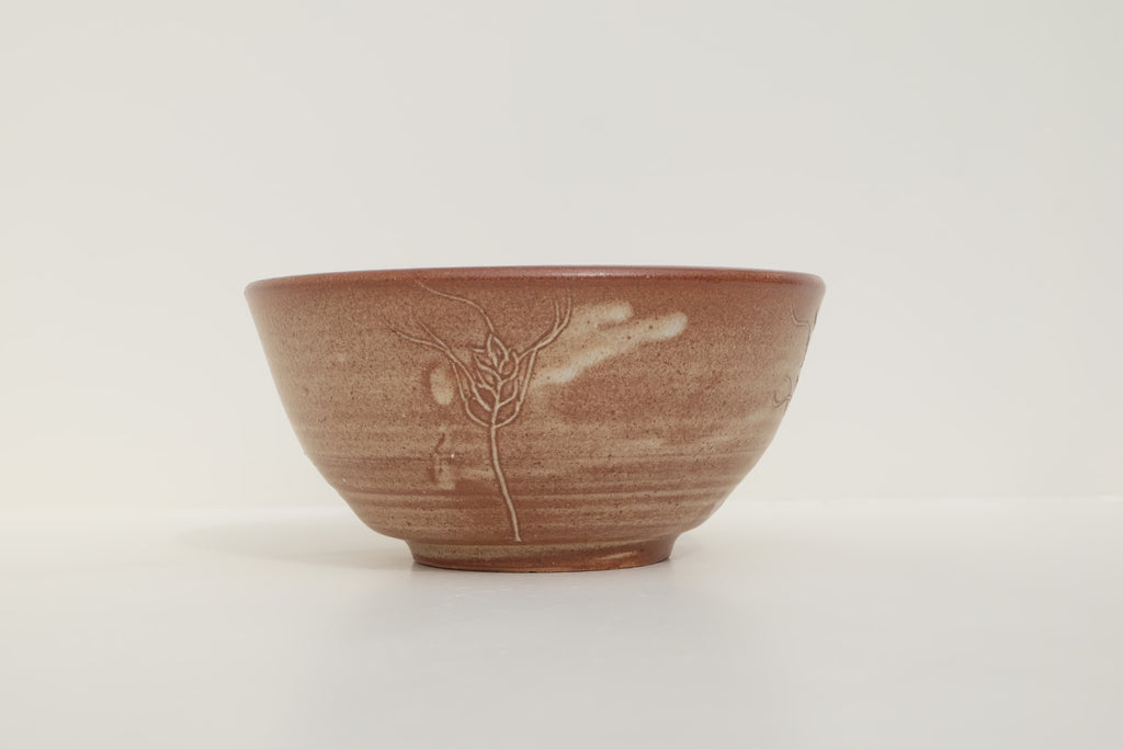 bowl with carved wheat detail