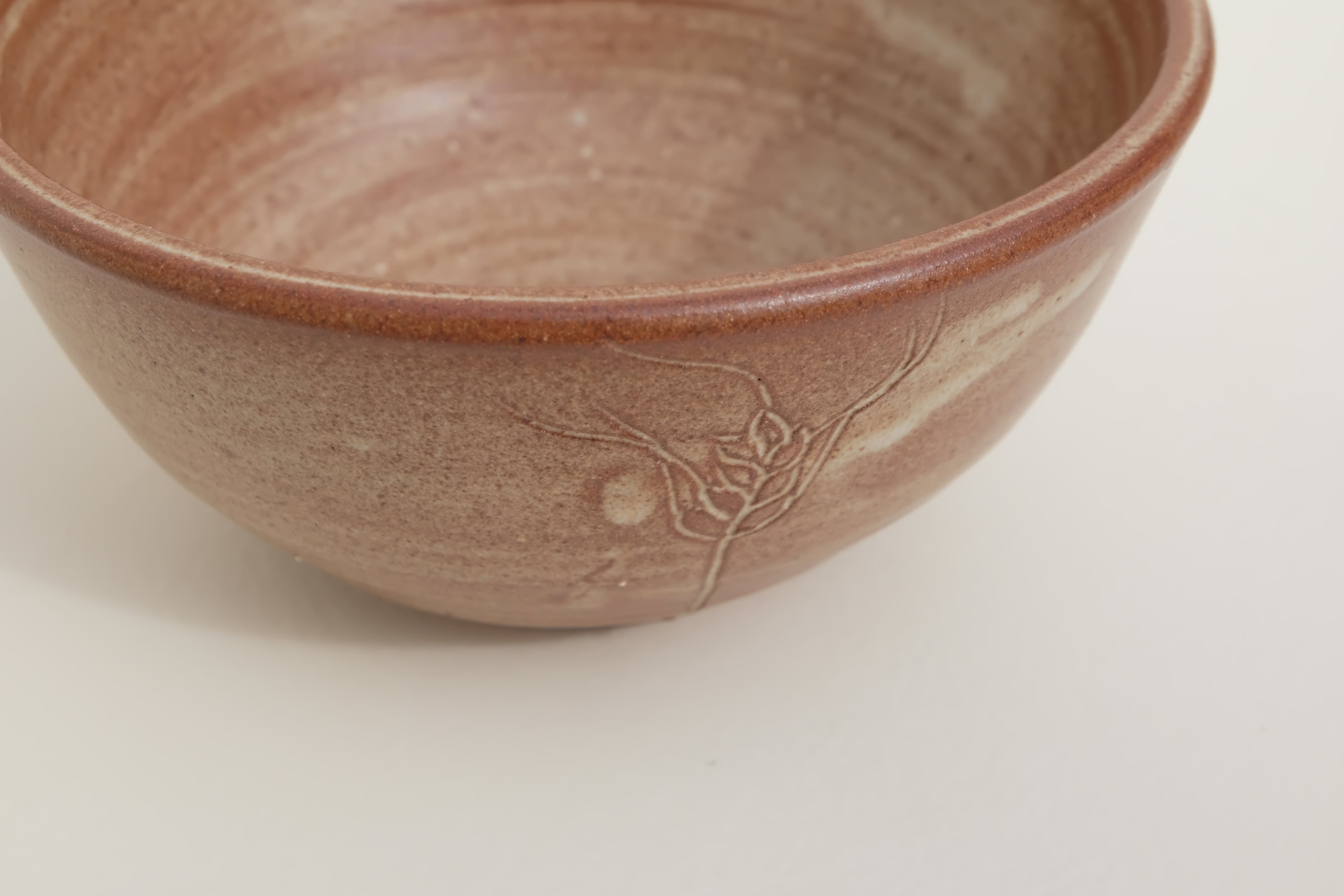 bowl with carved wheat detail