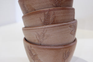 bowl with carved wheat detail