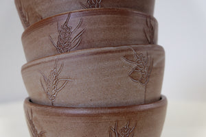 bowl with carved wheat detail