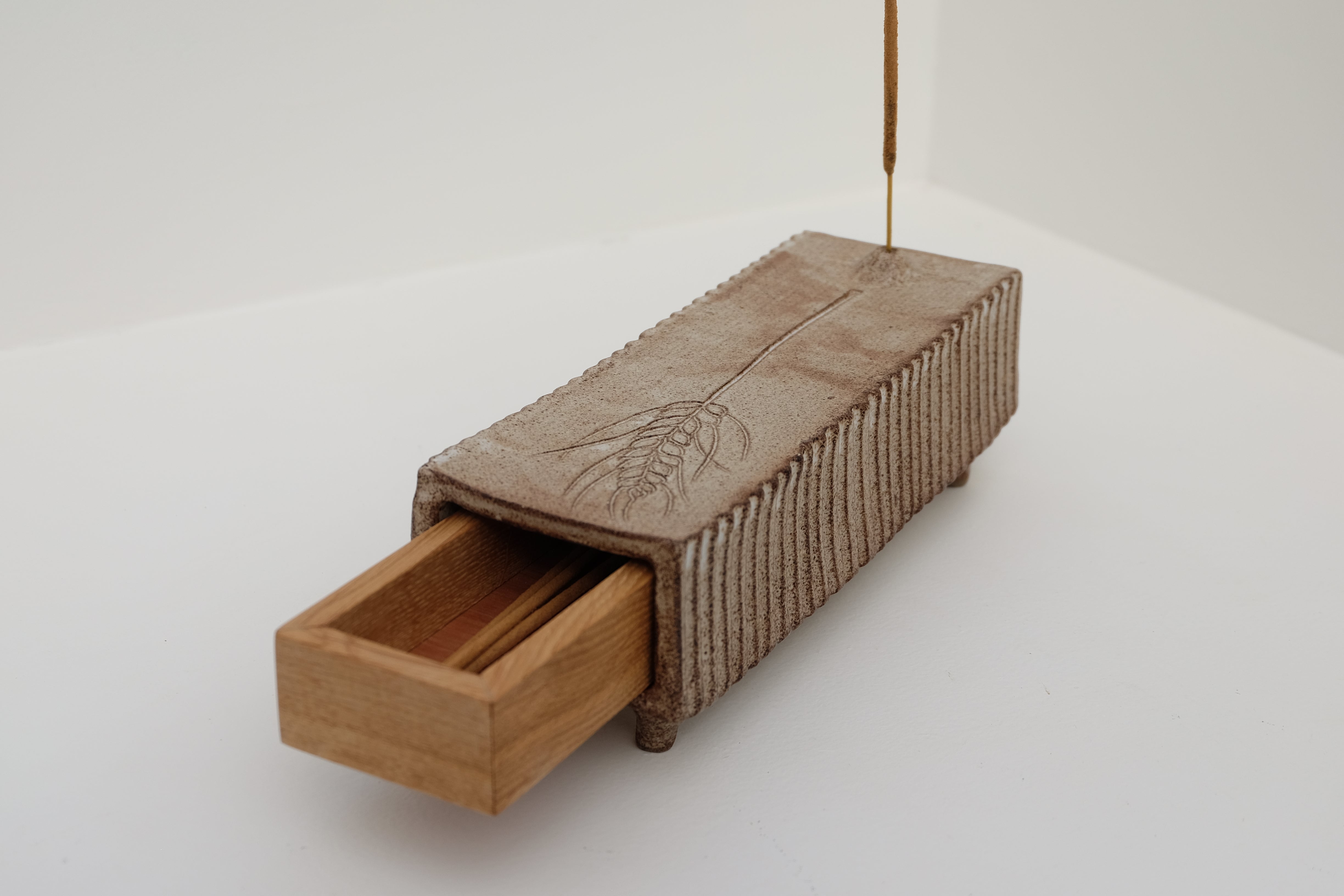 incense box with oakwood drawer